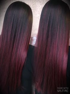 Black And Burgundy Hair Ombre, Brown With Dark Red Highlights, Red Balayage On Black Hair, Red Balayage Hair, Red Ombre Hair, Red Balayage, Ombre Hair Blonde