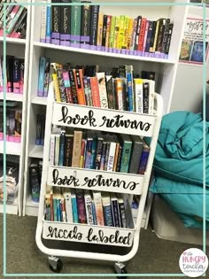 a book shelf filled with lots of books