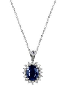 Effy Royalty 14K White Gold Blue Sapphire and Diamond Pendant, 2.29 TCW Effy Jewelry, White Stone, Diamond Pendant, Sapphire Ring, Blue Sapphire, Round Diamonds, Gold Metal, Diamond Necklace, Sapphire