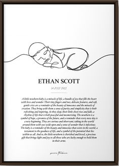 an image of a baby laying down with the words, ethan scott on it