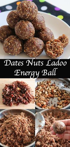 dates nuts ladoo energy ball collage