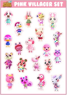 pink villager set stickers