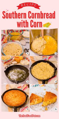 step by step instructions to make cornbread with corn in a cast iron skillet