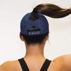 X-Boyfriend, True Navy, UPF 50+ Not your boyfriend's cap.... X-Boyfriend model allows for a range of different pony heights and can be adjusted for circumference by its no tangle, low profile velcro X straps Female Fit. Form. Function: The new standard in caps for Women by VIMHUE ProfileFitTM : designed for anatomy of female head Cap circumference scientifically based Panel height specifically sized for above the ear comfort Tapered panels provide cap stability for endurance sports Form: Stylish Women Baseball Hat, Baseball Hat Women, Hat Ponytail, Kids Hat, Ponytail Hat, High Ponytail, Ink Blue, High Ponytails, Womens Baseball Cap