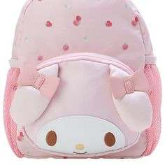 Perfect for young fans of Sanrio, this My Melody kids backpack measures 24x18x10 cm. It's an ideal school bag with a cute My Melody design, adjustable straps, and ample space for books and snacks. Durable and stylish for daily school adventures. Kawaii Backpack With Zipper Closure For Students, Kawaii Student Backpack With Zipper Closure, Kawaii School Bag For End Of School Year, Pink Kawaii Backpack For Back To School, Cute Pink Portable Backpack, Kawaii Style Backpack For School, Kawaii Backpack For End Of School Year, Cute Backpack With Zipper Closure For School, Cute Pink Softback Backpack