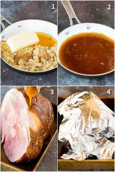 steps to make baked ham in a skillet