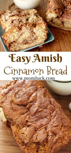 easy amish cinnamon bread recipe is made with only 3 ingredients and no butter or sugar