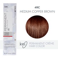 Ion Hair Color Chart, Medium Copper Brown, Hair Color Brunette, Auburn Red Hair Color, Ion Hair Colors, Brown Auburn Hair, Copper Brown Hair Color, Copper Brown Hair, Ion Color Brilliance