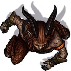 an image of a demon with horns on it's head and legs, in the air