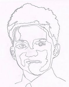 a drawing of a man's face in black and white