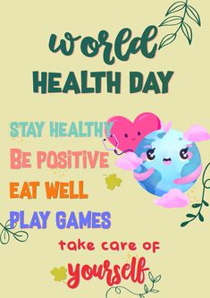 World Health Day Poster, Happy World Health Day, Community Health Worker, Free Poster Printables, Crafts Table, Health World, Community Health, Wellness Resources, World Health Day