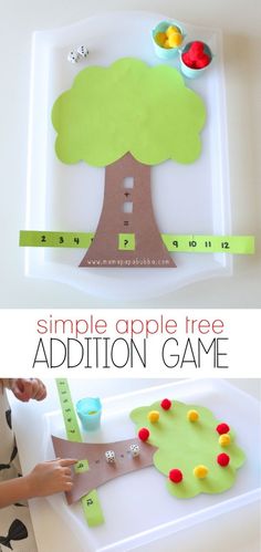 an apple tree addition game for toddlers to play with