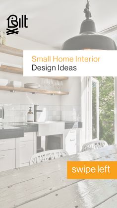 an image of a kitchen with white cabinets and wood flooring that is featured in the article small home interior design ideas