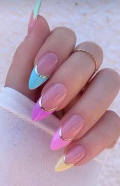 Almond Nails Designs, Blue Nail, Nails 2023, Spring Nail Art, Fancy Nails, Chic Nails, Nail Polishes