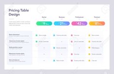 the pricing table is shown in this illustration