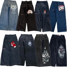 JNCO Y2K Baggy Jeans men vintage Embroidered high quality jeans Hip Ho – Ellenworkz