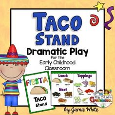 taco stand dramatic play for the early childhood classroom with pictures and words on it