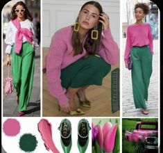 Color Trends Fashion, Looks Street Style, Green Outfit, Green Pants, Colourful Outfits