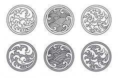 four circular designs in the form of waves and clouds