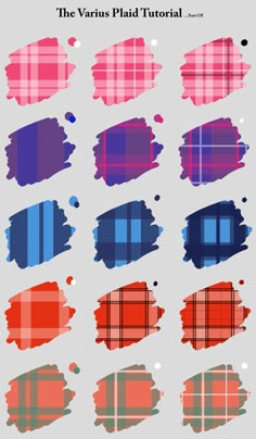 the various plaid patterns are shown in different colors