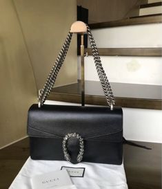 Gucci Dionysus Black, Black Gucci Bag, Designer Bags Black, Gucci Bag Dionysus, Designer Inspired Handbags, Inspired Handbags, Luxury Bags Collection, Chain Purse, Purse For Women