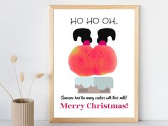 a christmas card with two poodles sitting on top of each other in front of a vase