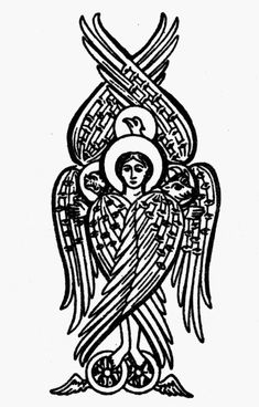 an image of an angel with two swords in his hands and the cross above it