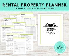 the rental property planner is shown in green and white