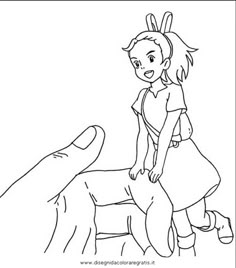 a drawing of a girl being held by a man's hand with the finger pointing at her