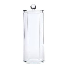 an empty glass container with a lid