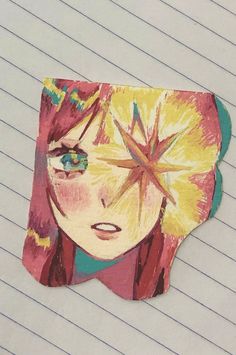 a drawing of a woman's face on top of a piece of paper