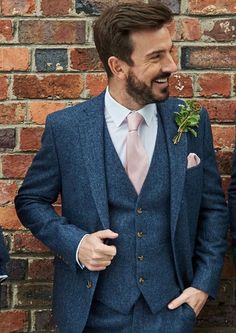 Wedding Suits Tweed, Blue Tweed Suit Wedding, Wedding Suits Groom Blue, Winter Wedding Suits, Blue Wedding Suits For Men, Best Wedding Suits For Groom, Blue Tweed Wedding Suits