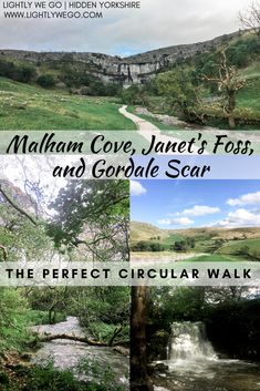 the cover of the book, malham cove, janet's foss and gorbale scar