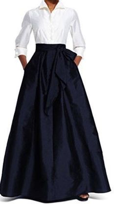 Taffeta Gown, Rok Outfit, Elegant Ball Gowns, Chique Outfits, Contrast Blouse, Flared Skirt, Adrianna Papell, Cuff Links