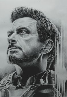 a pencil drawing of the avengers character iron man