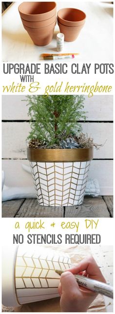 the instructions for how to make a planter with clay pots and wire mesh baskets