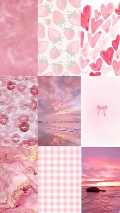 pink and white images with hearts on them