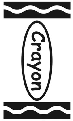 a surfboard with the word crayon written on it in black and white