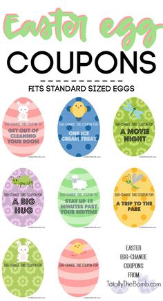 an easter egg coup is shown with the words, free printables and instructions