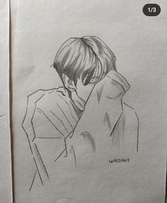 a pencil drawing of a person with his back to the camera, looking at something