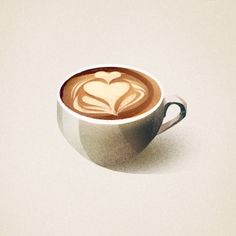 a cup of coffee with a heart in the foam