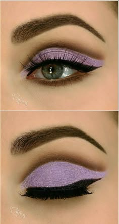 Makeup To Go With Purple Hair, Surreal Makeup, Purple Cut Crease, Lilac Eyeshadow, Competition Makeup, Eyeshadow Crease, Purple Makeup Looks, Silver Makeup, Purple Eye Makeup