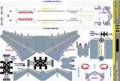an airplane cut out with all the parts labeled