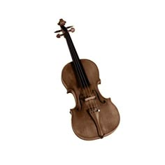 an old violin on a white background