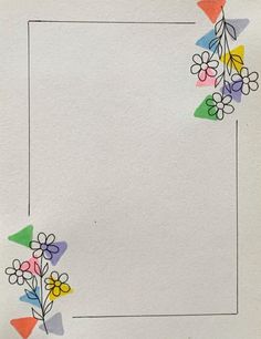 a paper with flowers on it and a square frame in the middle that has been cut out