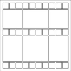 a black and white photo frame with squares on the bottom, one side is blank