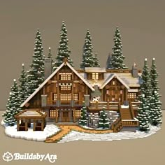 Dark Spruce House Minecraft, Mincraft Idea House Winter, Minecraft Xmas House, Big Minecraft Building Ideas, Minecraft Winter Cabin Tutorial, Minecraft Snow Base Ideas, Winter Log Cabin Minecraft, Spruce House Ideas Minecraft, Santas Grotto Minecraft