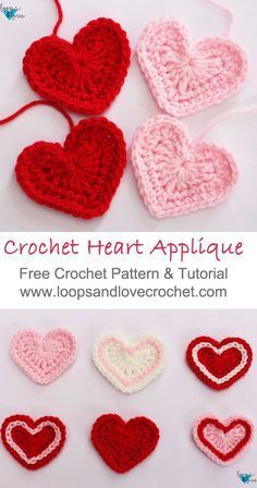 crochet heart applique free pattern and instructions to make it in any size