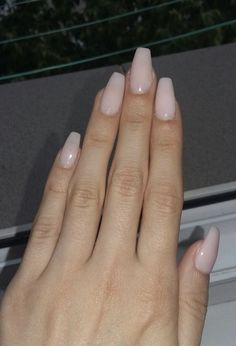 Coffin Milky Pink Nails, Pale Skin Acrylic Nails, Pale Pink Ballerina Nails, Acrylics For Pale Skin, Dusty Rose Prom Nails, Light Pink Nails Pale Skin, Long Pale Pink Nails, Barely Pink Nails, Pink Ballerina Nails Medium