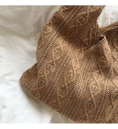 Retro Artsy Twist Cotton Knitted Shoulder Bag, Fashion Casual Bag, Han – Elena Handbags Brown Cotton Bags For Fall, Elegant Knitted Shoulder Bag For Everyday Use, Everyday Knitted Tote Shoulder Bag, Brown Knitted Bag For Everyday Use, Brown Knitted Shoulder Bag For Daily Use, Elegant Cotton Shoulder Bag For Daily Use, Chic Everyday Knitted Bag, Elegant Cotton Bags For Daily Use, Everyday Knitted Shoulder Bag